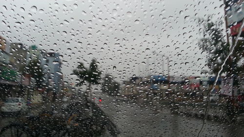 Close-up of water drops on glass