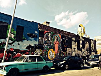 Cars parked in front of building