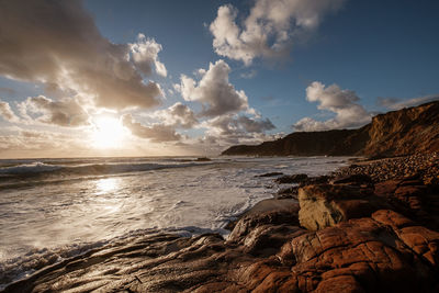 Scenic view of sea against sky during sunset