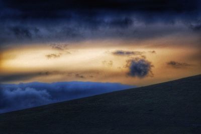 Scenic view of cloudy sky at sunset