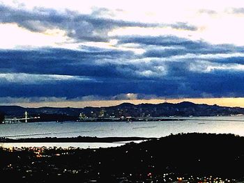 Scenic view of sea against cloudy sky