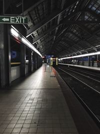 Illuminated railroad station