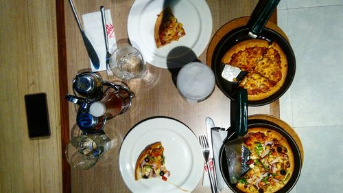 High angle view of food on table