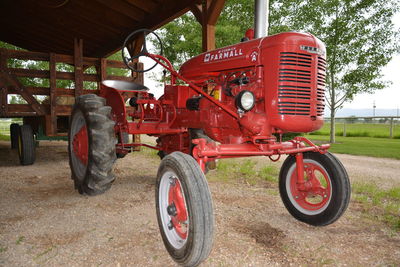 Tractor parked on field