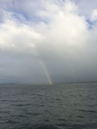 Scenic view of rainbow over sea against sky