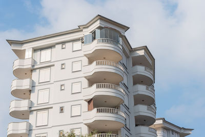 New modern residential building exterior against the sky. architecture of southern turkey.