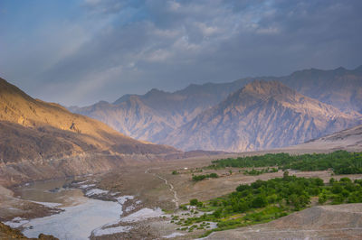 Scenic view of mountains against sky