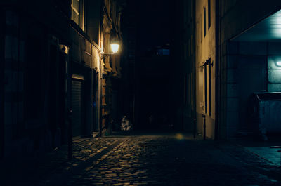 Illuminated building at night