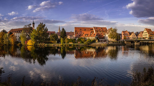 Reflection of buildings in water