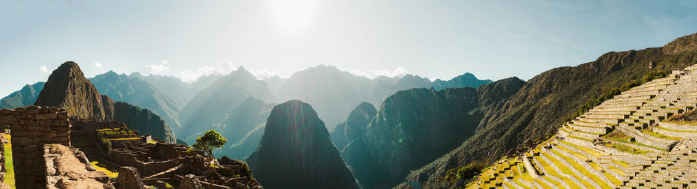 Panoramic view of rocky mountains against sky