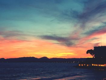 Scenic view of sea at sunset