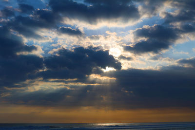 Scenic view of sea against dramatic sky