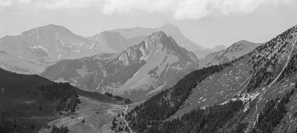 Panoramic view of mountains against sky