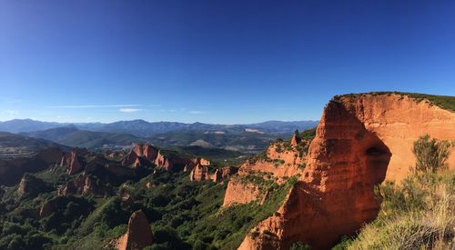 Scenic view of mountains against clear sky