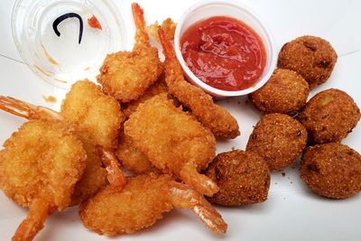 High angle view of cake served in plate