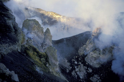 Scenic view of volcanic mountain