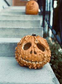 Close-up of pumpkin on table