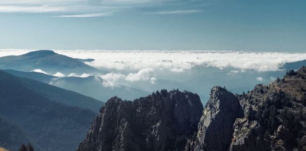 Panoramic view of mountains against sky