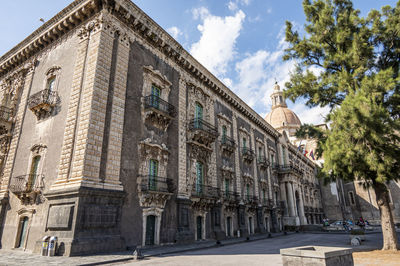 The beautiful facade of the benedectine monastery of catania