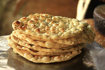 Close-up of bread in container on table