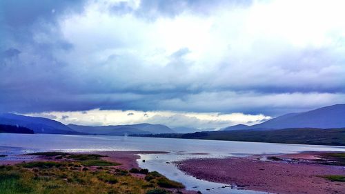 Scenic view of sea against cloudy sky