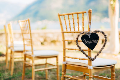 Close-up of text on table