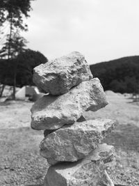 Stack of rocks in winter