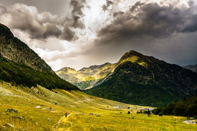 Scenic view of mountains against sky