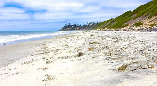 Scenic view of beach against sky