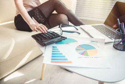 Low angle view of mobile phone on table