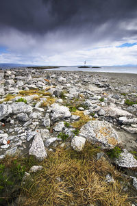 Scenic view of land against sky