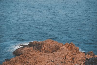 High angle view of rocks on beach