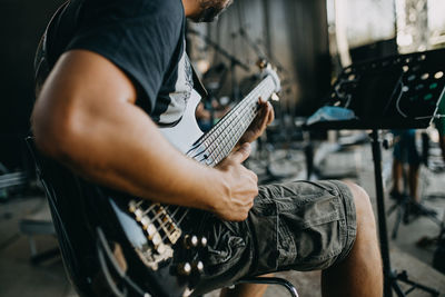 Man playing bass guitar