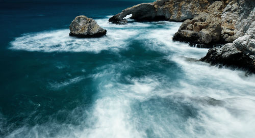 Rock formation in sea