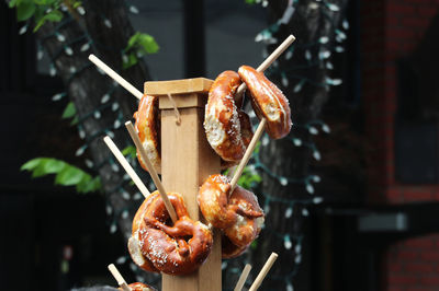 Close-up of meat on barbecue grill