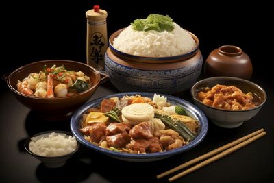 High angle view of food on table