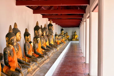 View of buddha statues in building