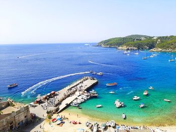 High angle view of beach against sky