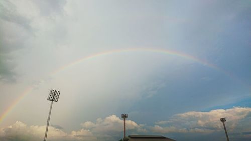 Low angle view of rainbow against sky