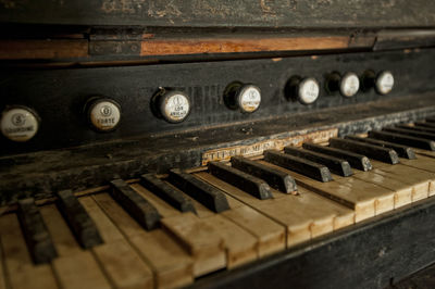 Close-up of piano keys