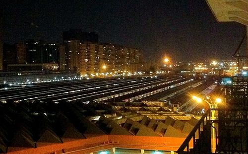 View of illuminated cityscape at night