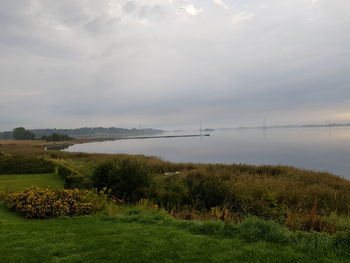 Scenic view of lake against sky