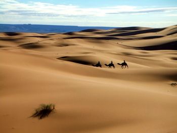 View of desert against cloudy sky