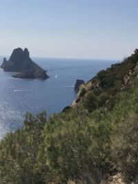 Scenic view of sea against clear sky