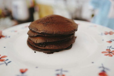 Close-up of cake in plate on table
