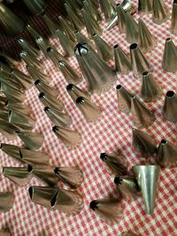 High angle view of multi colored pencils