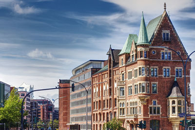 Scenic building in hamburg with the elbphilhamony in the background