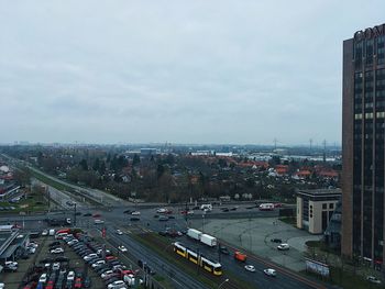 High angle view of traffic on city street