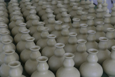 Full frame shot of white potteries