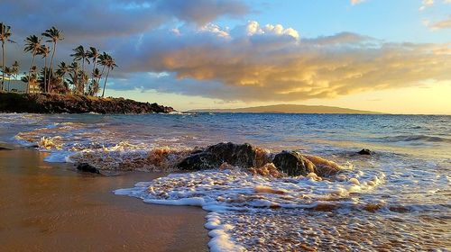 Scenic view of sea against sky during sunset